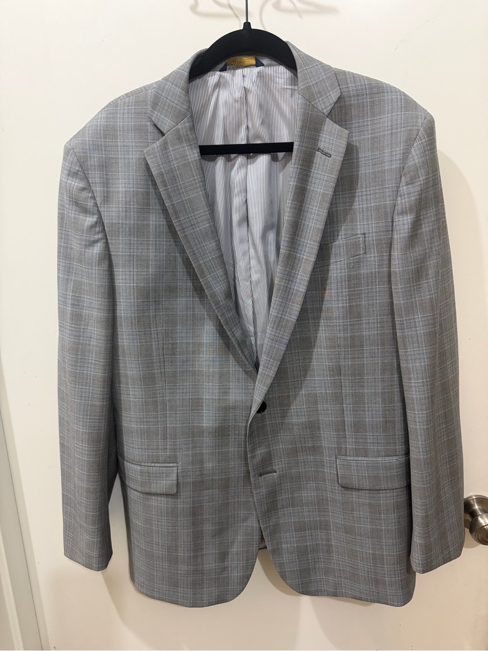 Brooks Brothers Light Gray Windowpane Sport Coat Regent Fit 44R